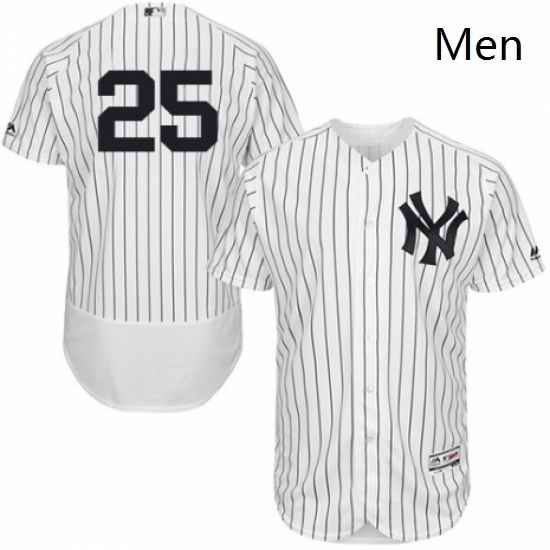 Mens Majestic New York Yankees 25 Gleyber Torres White Home Flex Base Authentic Collection MLB Jersey